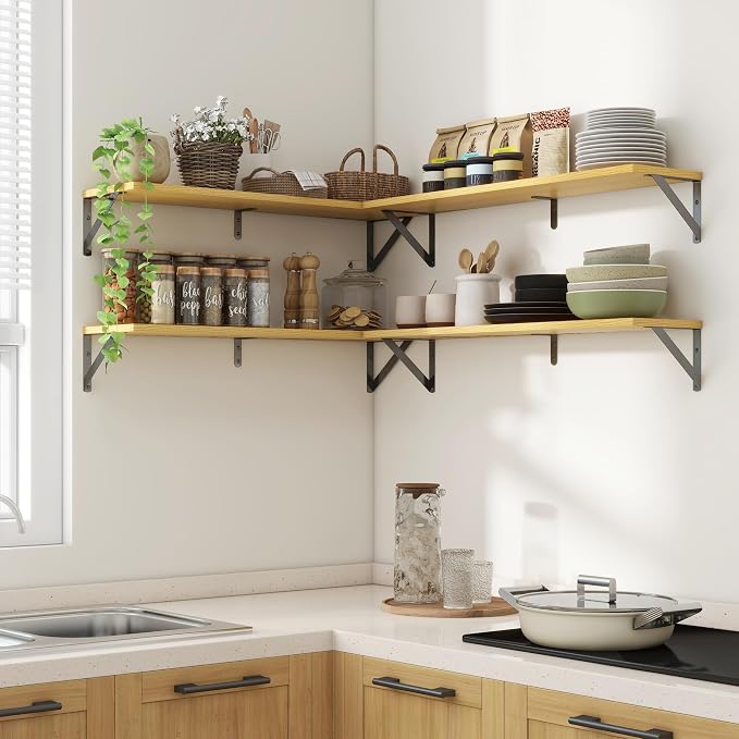 Axeman 32'' x 8'' Oak Floating Shelves for Wall Set of 2 | Rustic Oak Bookshelf for Living Room, Bedroom, Home Office, Engineered Wood, Includes Mounting Hardware, Holds up to 30Lbs