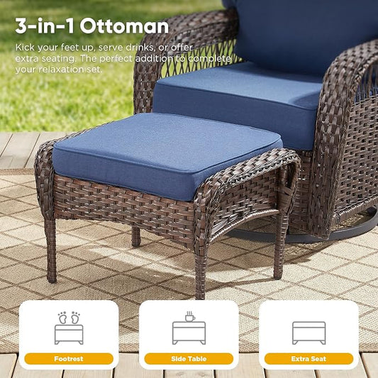 Belord 6 Piece Patio Set with Swivel Chairs,Patio Furniture for Deck Porch Garden,Outdoor Seating Conversation Furniture,Blue
