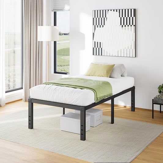 Furnitui 18 Inch High Metal Twin XL Bed Frames, Platform Twin XL Bed Frame No Box Spring Needed, Easy Assembly, Noise Free, Sturdy, Black