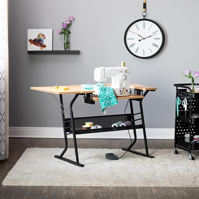 Sew Ready Eclipse Hobby/Sewing Craft Table, Black/Maple