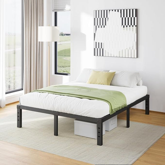 Furnitui 14 Inch High Metal Full Size Bed Frame, Platform Bed Frame Full Size No Box Spring Needed, Easy Assembly, Noise Free, Sturdy, Black