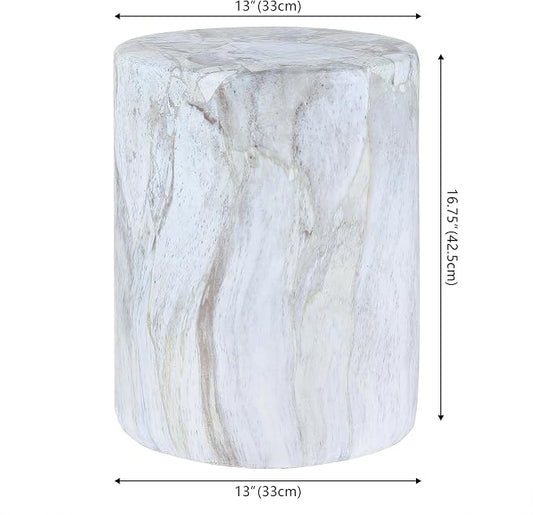 JONATHAN Y Troy Modern 17" Faux Marble Cylinder Accent Table, Round Pedestal End Table and Decorative Indoor Stool for Living Room, Small Minimalist Drum Side Table, Gray and Gold TBL1101B