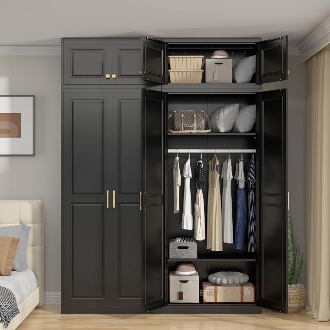 UNICOLY 15" Wall Mounted Storage Cabinet, Small Armoire Wardrobe Closet, Small Hanging Cabinet for Bedroom School, Employee, Gym, Armarios De Ropa para Dormitorio, Assembly Required, Black