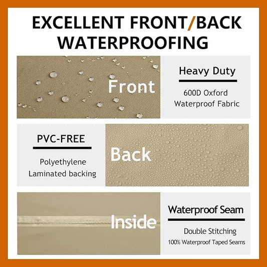 Heavy Duty Outdoor Sectional Sofa Cover, Waterproof 600D Patio Sectional Couch Covers, Lawn Patio Furniture Cover (Desert Khaki, 100"x130"(L-Shaped-Left Facing))
