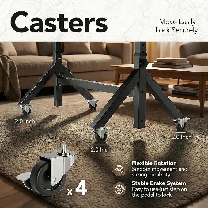 HUANUO Mobile Standing Desk with Wheels and Storage Basket, Height Adjustable 28.7"-46.1" Rolling Desk for Walking Pad, Small Space Laptop Computer Workstation for Home Office