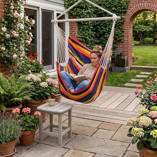 ADVOKAIR Hammock Chair Swing, Heavy-Duty Hanging Rope Swing Seat Supports 500 Lbs, Ideal for Outdoor Patio, Backyard, Porch, Deck & Indoor Bedroom Use