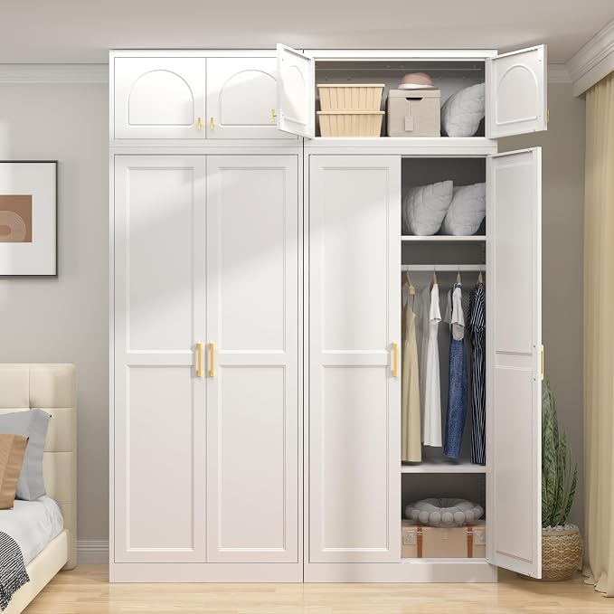 UNICOLY 15" Wall Mounted Storage Cabinet, Small Armoire Wardrobe Closet, Small Hanging Cabinet for Bedroom School, Employee, Gym, Armarios De Ropa para Dormitorio, Assembly Required, White