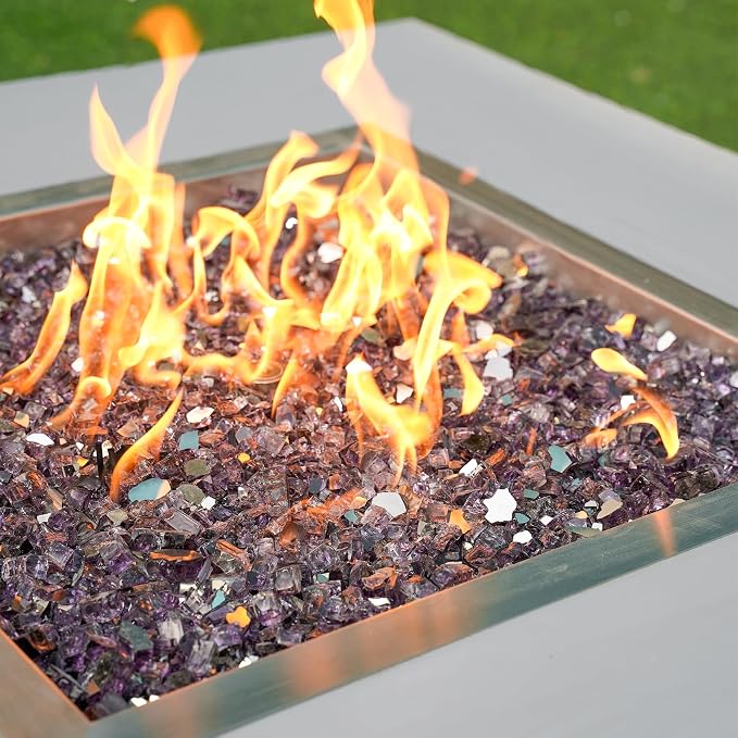 Stanbroil 10-Pound Fire Glass - 1/2 inch Reflective Tempered Fire Glass for Fireplace Fire Pit, Violet Reflective