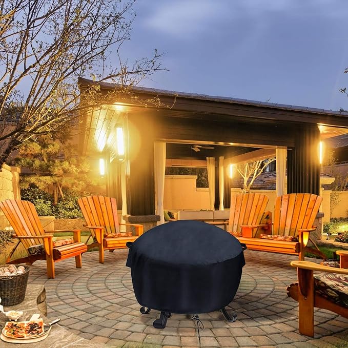24 - 26 Inch Fire Pit Cover,Outdoor Round Small Fire Bowl Cover, Waterproof Bonfire Fire Stove Cover - 26"Dia x 12"H