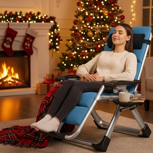 ABORON Zero Gravity Chair,Premium Outdoor Lawn Folding Lounge Chairs,Sturdy Adjustable Reclining Patio Chairs with Removable Cushion,Headrest & Tray