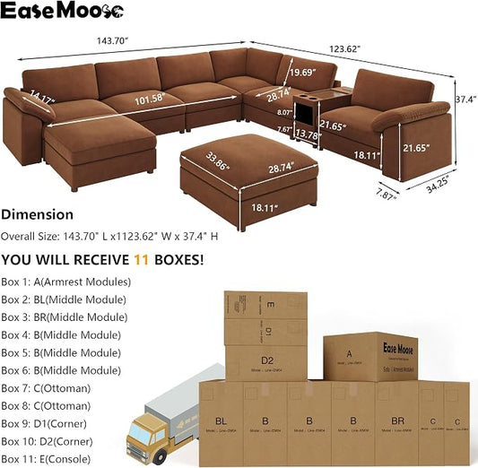 EASE MOOSE Modular Sectional Sofa,Oversized L Shape Deep Seat Modular Sofa