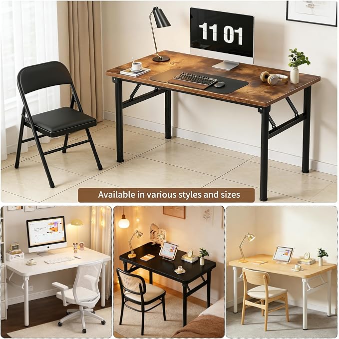 Small Folding Computer Desk - 39.4 Inch Foldable Small Spaces Compact Desk,No Assembly,Bedroom, Dorm and Apartment,Portable Study for Home Office Table