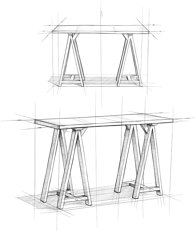 SIMPLIHOME Sawhorse Console Table - 50 Inch Wide Solid Wood Sofa Table in Dark Chestnut Brown, Modern Industrial Entryway Table for Living Room with Extra Thick Top and Sawhorse Legs