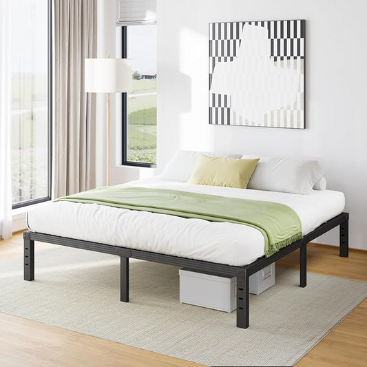 Furnitui 14 Inch High Platform King Bed Frame, Metal King Bed Frame No Box Spring Needed, Easy to Install, Noise Free, Sturdy