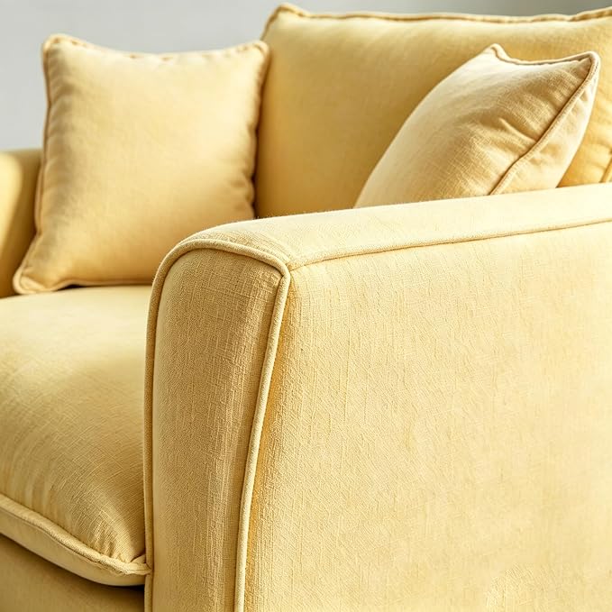 ERYE 46.9" Chenille Upholstered Accent Chair Wide Seat for Living Room Bedroom, Modern Leisure Cushion Armchair W/ 2 Pillows and Removable Cover for Home Apartment Office