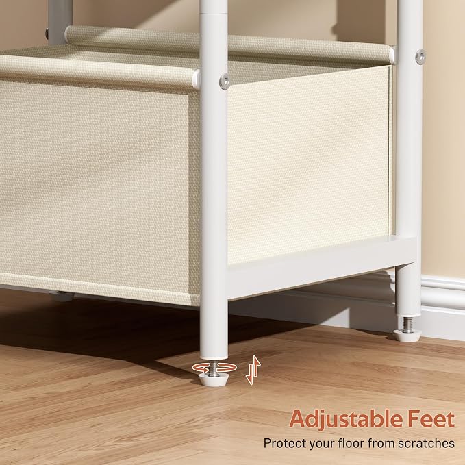 MISSLO Toddler Nightstand with Storage Basket Kids Night Stand with Large Tabletop Nursery Side Table for Living Room Easy Assembly Small End Tables for Small Spaces Toddler Bedroom Decor, White