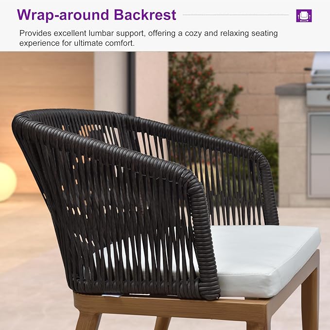 PURPLE LEAF 13 Pieces Outdoor Dining Set Patio Table and Chairs Set Aluminum Wicker Rattan Patio Furniture Set for Lawn Garden Backyard Teak with Counter Stools