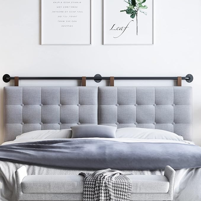 BSHOMGI King Headboard Headboards for Adjustable Beds Backboard Wall Mounted Headboard with Gray Button Tufting Hanging Head Board for Bedroom(Gray, King)