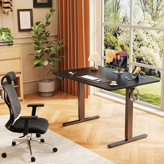 Sweetcrispy Electric Standing Desk Adjustable Height, 40x24 Inch Sit Stand Up Home Office Desks Computer Workstation PC Work Table with 3 Memory Preset Splice Wood Board Metal Frame, Black