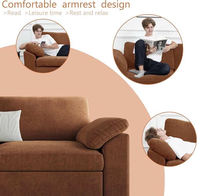 EASE MOOSE Large Sectional Modular Sofa,Large L Shape Sectional Couch Wide Deep Modular Sofa Couch Brown