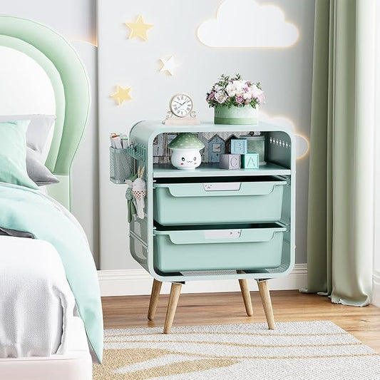 SYKIARIOL Kids Nightstand,Cute End Table with Storage Drawer,Nightstand for Girls Bedroom Furniture