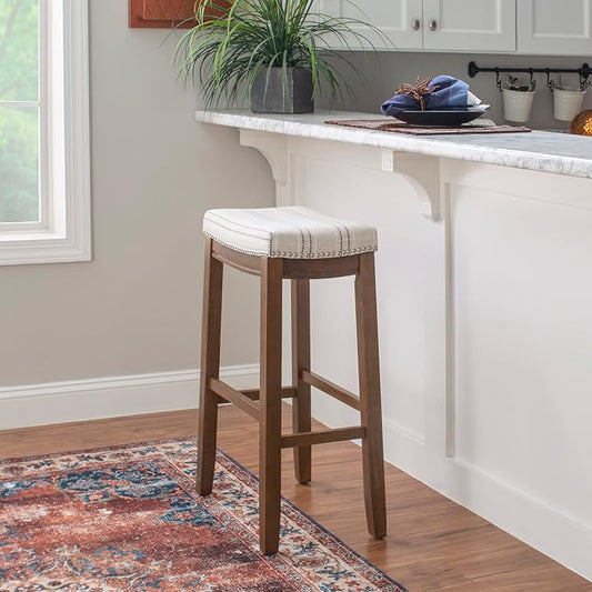 Linon Home Décor Linon 32.5" Backless Claridge Stool Rustic, Natural Bar