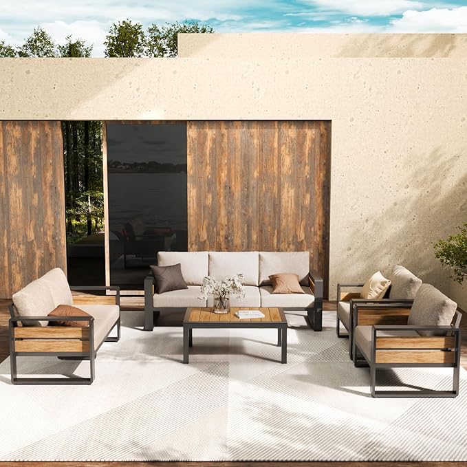 ZANDOR Aluminum Outdoor Patio Furniture-1 Pcs 3-Seat,Dark Gray | Rustproof,High weight capacity,Water-repellent,Washable Cover,All-Weather Resistant,Easy clean,for Poolside Backyard Deck