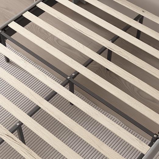 VECELO Upholstered Platform Full Bed Frame with Fabric Headboard,Wooden Slats Support/No Box Spring Needed/Mattress Foundation,Dark Grey