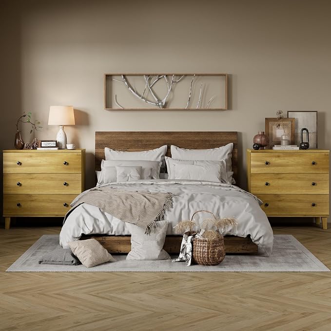 Rustic Drawer Dresser with 6 Drawers 2 in 1 Storage Dressers Organizer for Bedroom, Living Roomm,Brown Oak
