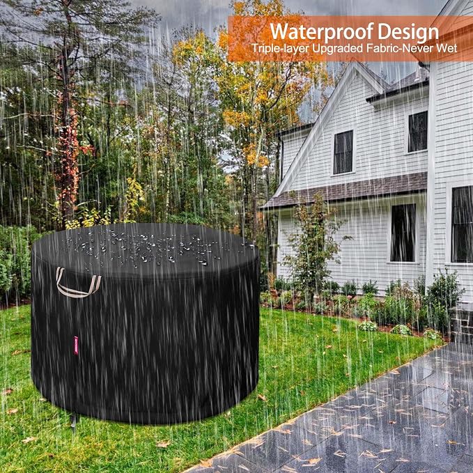 QH.HOME Fire Pit Cover Round for Solo Stove Bonfire 22", Waterproof Smokeless Fire Pit Cover, 600D Strong Tear Resistant, Fits for Gas/Table/Bowl Fire pits - 23" D X 16" H