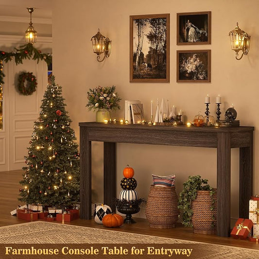 Armocity Console Table, 47" Farmhouse Wood Entryway Table, Sofa Tables Narrow Long Behind Couch, Entry Table for Entrance, Hallway, Living Room, Gray Walnut