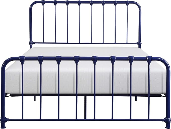 Lexicon Queen Metal Bed Frame, Platform Bed with Strong Metal Slat Support Under Bed Storage, Queen Bed Frame with Headboard, No Box Spring Needed, Easy Assembly, Queen, Navy Blue