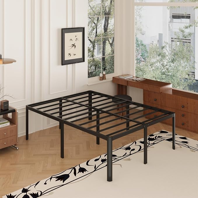 Yicensen 20 Inch High California King Bed Frames with Rounded Corner Legs, Heavy Duty Cal King Metal Platform Bed Frame No Box Spring Needed, Easy Assembly, Noise Free, Black