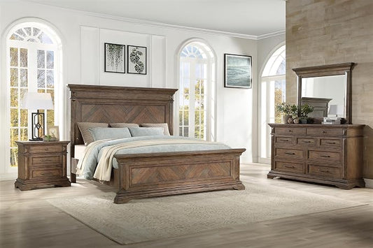 New Classic Mar Vista 4-Piece Wood King Bedroom Set with Nightstand in Walnut