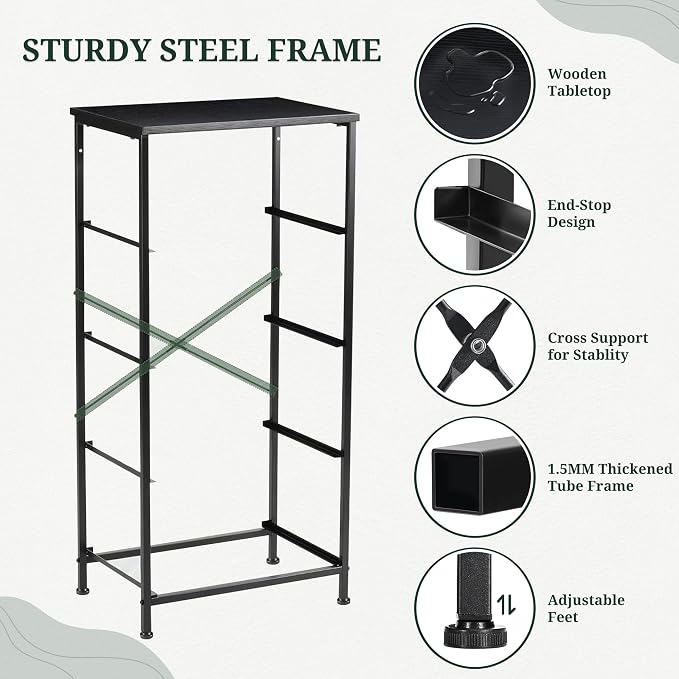 4 Drawers Dresser for Bedroom, Upgraded Fabric Storage Tower Organizer with Wooden Top and Steel Frame, Tall Chest of Drawers for Closet, Entryway, Dorm, Soft Black