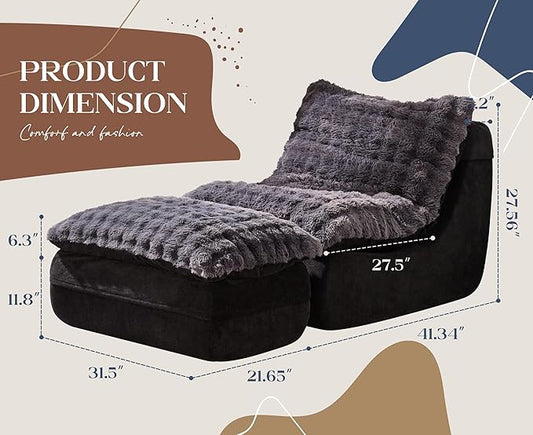 Hobestluk Sofa Couch Foam Sofa for Small Spaces Comfy Sofas with footrest Couch Recliner Small Sofas for Living Room, Bedroom, Apartment (Dark Grey)
