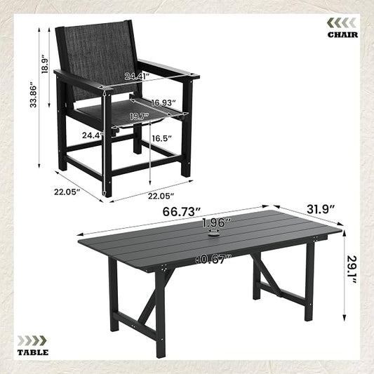 UDPATIO HDPE Patio Dining Set, Heavy Duty Extra-Wide Outdoor Table and Chairs with 360 lb Load Capacity, Easy to Assembly, All-Weather Seating for Patio, Pool, Garden, Backyard