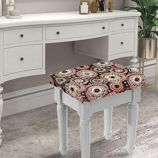 Boho Floral Bar Stool Covers Rectangle Set of 2 Stretch Barstool Seat Covers Bar Stool Chair Covers Rectangle Removable Bar Stool Seat Covers Bench Covers Slipcover Vanity Chair Cover