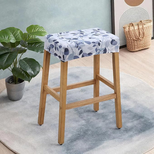 YISUN Stool Covers Rectangle - 4 Pack Stretch Waterproof Saddle Seat Cover Counter Bar Stools Bar Chairs Covers Kitchen Island Chairs Cushion Protector (4, F-Grey White)