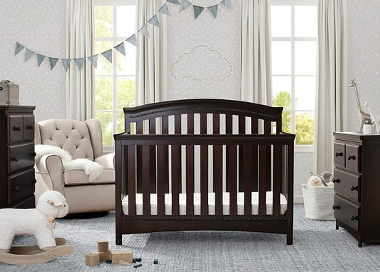 Delta Children Emerson 4-in-1 Convertible Crib - Greenguard Gold Certified, Dark Chocolate