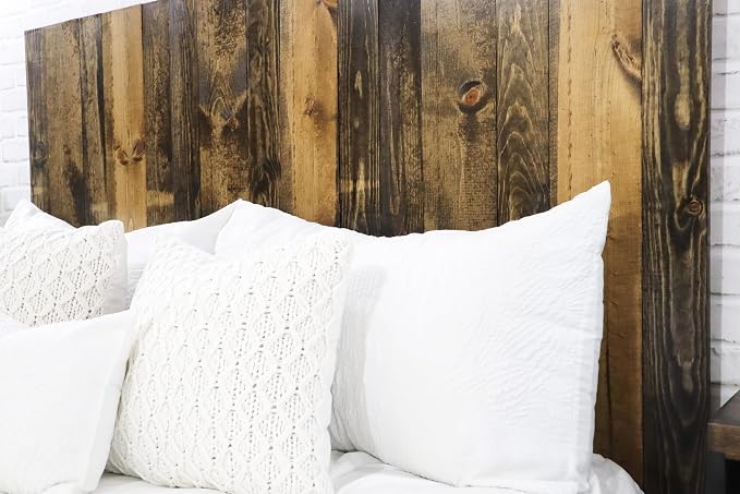 Barn Walls Solid Wood California King Size Headboard, Dark Brown Stain with Smooth Natural Wood Grain Variation, Handcrafted Head Board Wall-Mounted Panels, Rustic Modern Bedroom, Built to Last