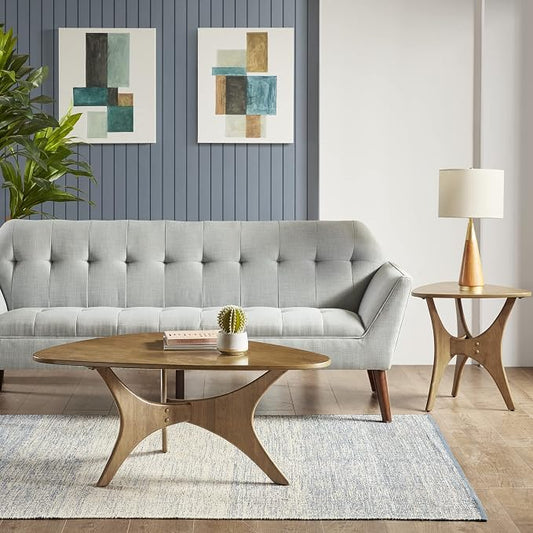 INK+IVY Blaze Triangle Wood Coffee Table Plywood with Wood Veneer Legs, Mid-Century Modern, Easy Assembly, Accent Furniture For Living Room, Minimalist Décor, Light Brown
