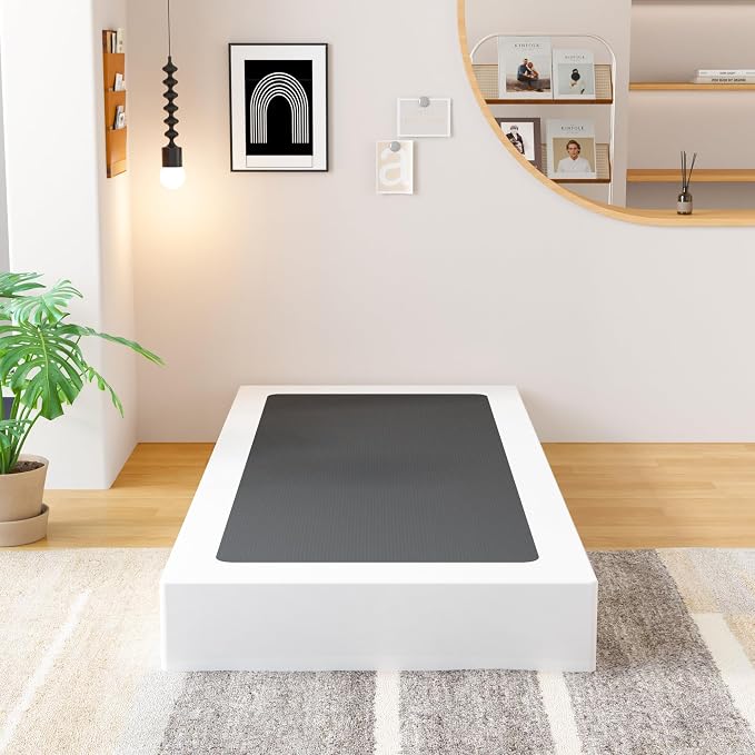 EMODA 9 Inch Twin Box Spring Heavy Duty Metal Mattress Foundation Bed Base with Fabric Cover, Easy Assembly