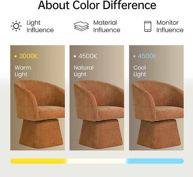 VKNOW Upholstered Swivel Dining Chairs Set of 1, Modern Dining Room Chairs with Barrel Back, Accent Arm Chair for Dining Room, Living Room, Bedroom, Vanity, Orange
