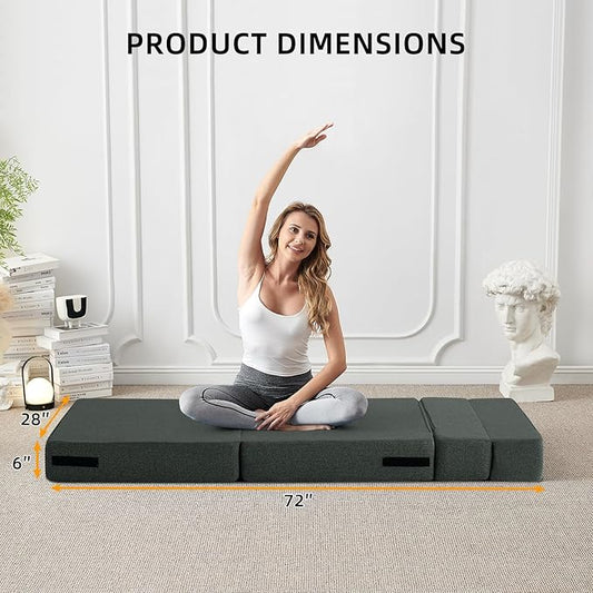 FILUXE Folding Sofa Bed | Convertible Sleeper Chair Bed for Adults, Fold Out Chair to Bed Linen Futon Chair with Pillow, for Home Dorm Apartment RV Living Room, Single Size Dark Gray