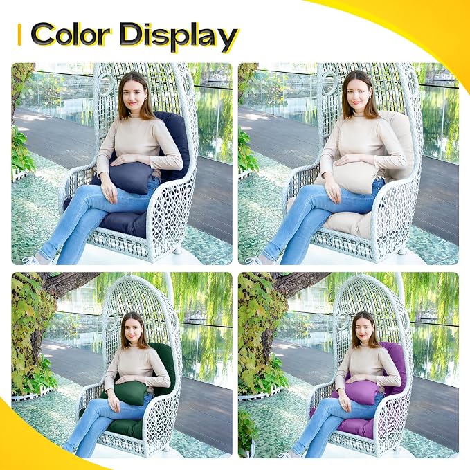 MAGIC ELEPHANT Egg Chair Cushion, Memory Foam Hanging Egg Chair Cushion Replacement, Indoor Outdoor Hammock Basket Swing Cushion with Headrest (Antique White)