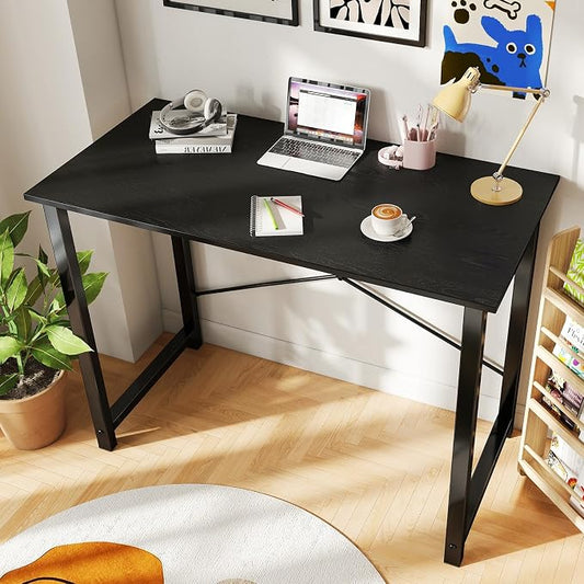 DUMOS 40 Inch Office Small Computer Desk Modern Simple Style Writing Study Work Table for Home Bedroom - Wood Black