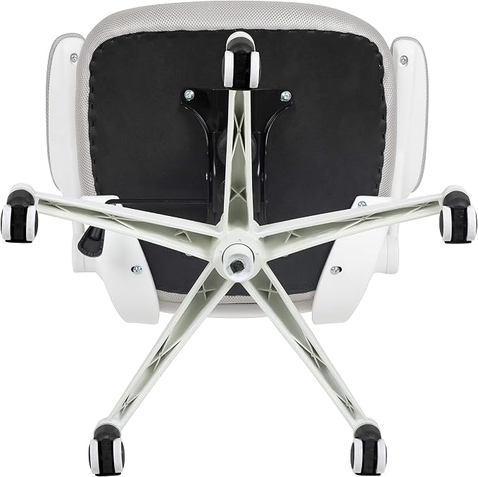 Flash Furniture Kelista Mid-Back Swivel Office Chair with Adjustable Lumbar Support and Seat Height, Ergonomic Mesh Desk Chair with Flip-Up Armrests, Gray/White