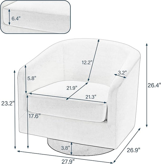 Swivel Barrel Accent Chair Armchair, Round Club Arm Chair in Fabric for Lving Room, Modern Upholstered Small Bedroom Single Sofa Side Seat, Set of 4, Light Gray