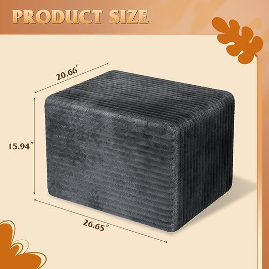 WLIVE Pouf Ottoman Foot Rest, Square Bean Bag Ottoman Coffee Table for Living Room, Grey